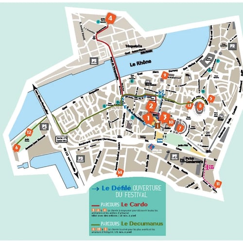 Plan du défilé et des parcours du festival Arelate