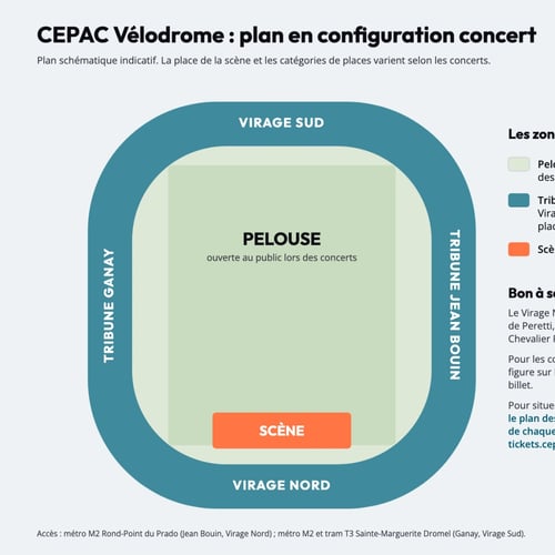 Plan du CEPAC Vélodrome en configuration concert