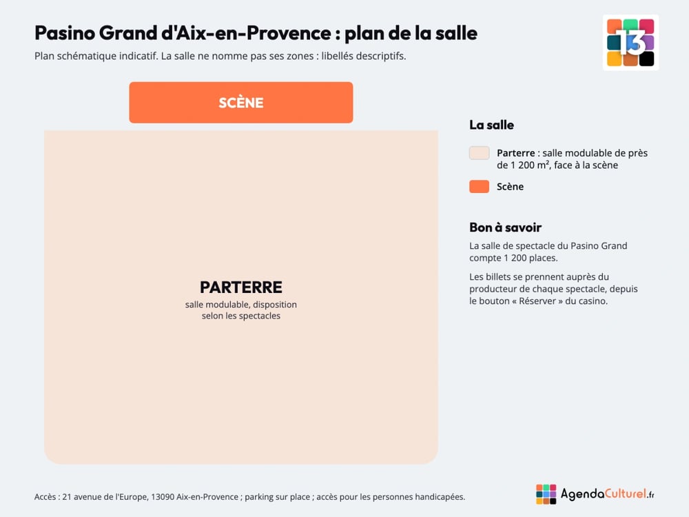 Plan de la salle du Pasino Grand d'Aix-en-Provence