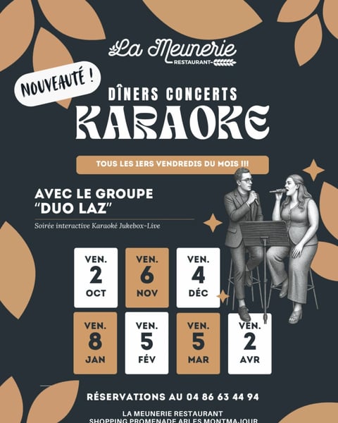 Soirée Dîner-Concert Karaoké à la Meunerie